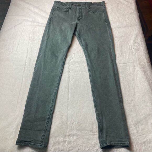 Rag and Bone Fit 2 Slim Mid Rise Button Fly Green Jeans Size 33 - Picture 1 of 13